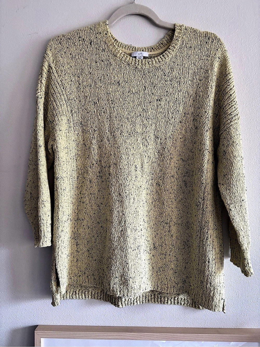 J. Jill Neck yellow Speckled Cotton Blend Sweater Size Small